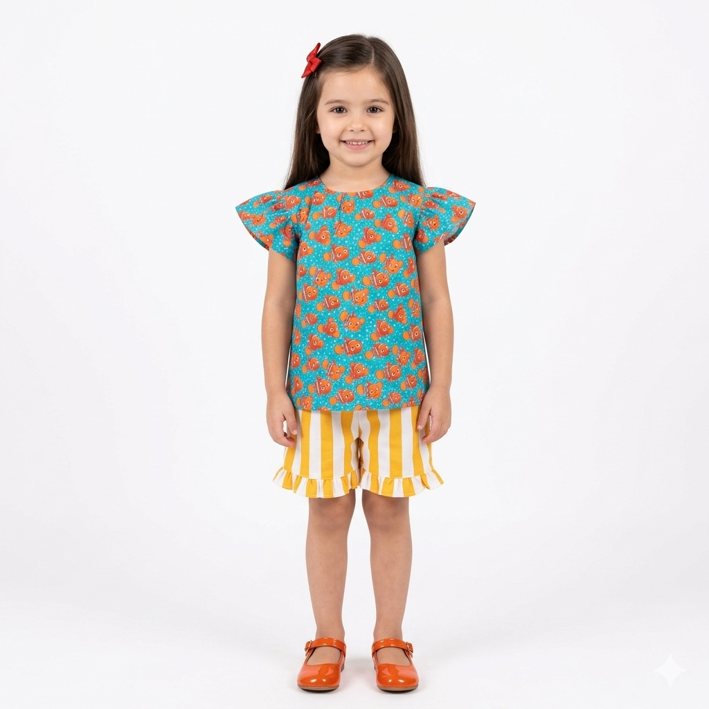 Girls Cotton Co-Ord Set with Cute Prints – Soft & Breathable Summer Outfit for Kids