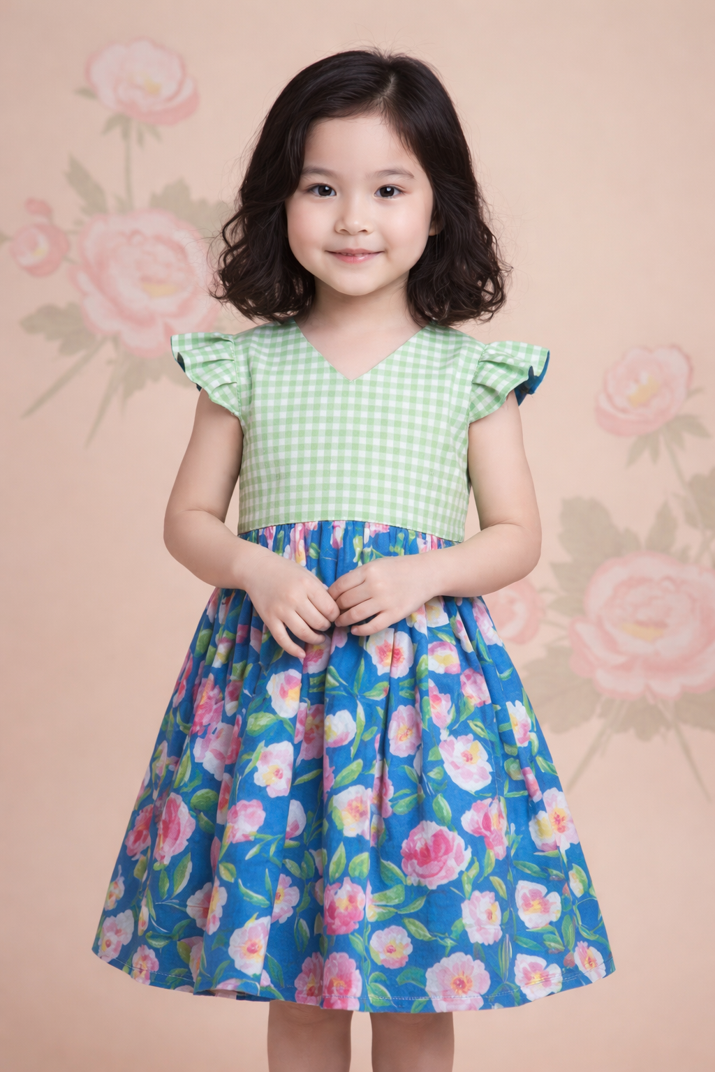Floral Printed Frock with Contrast Yoke – Kids Girls Dress (2–12 Years)