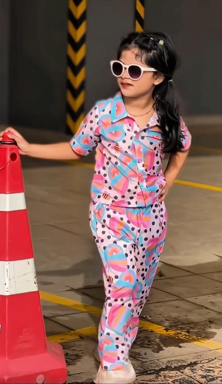 Girls Butterfly Print Co-ord Set – Straight Cut Pants & Matching Top