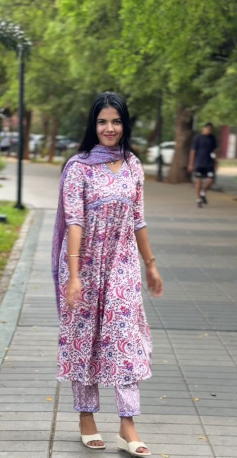 Women's Salwar Suit Set – Top + Bottom + Shawl | Premium Cotton Blend | Sizes S to XXL | ₹888 Only