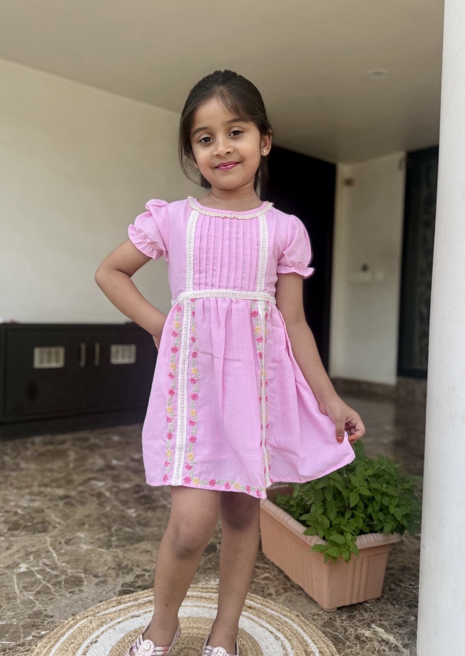 "Floral Embroidery Frock for Baby Girls (6 Months - 5 Years) – Elegant & Comfortable"