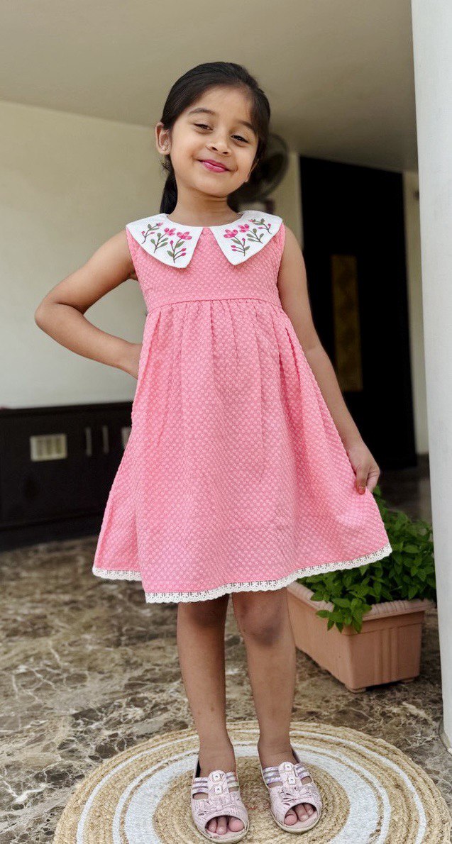 "Floral Embroidery Frock for Baby Girls (6 Months - 5 Years) – Elegant & Comfortable"