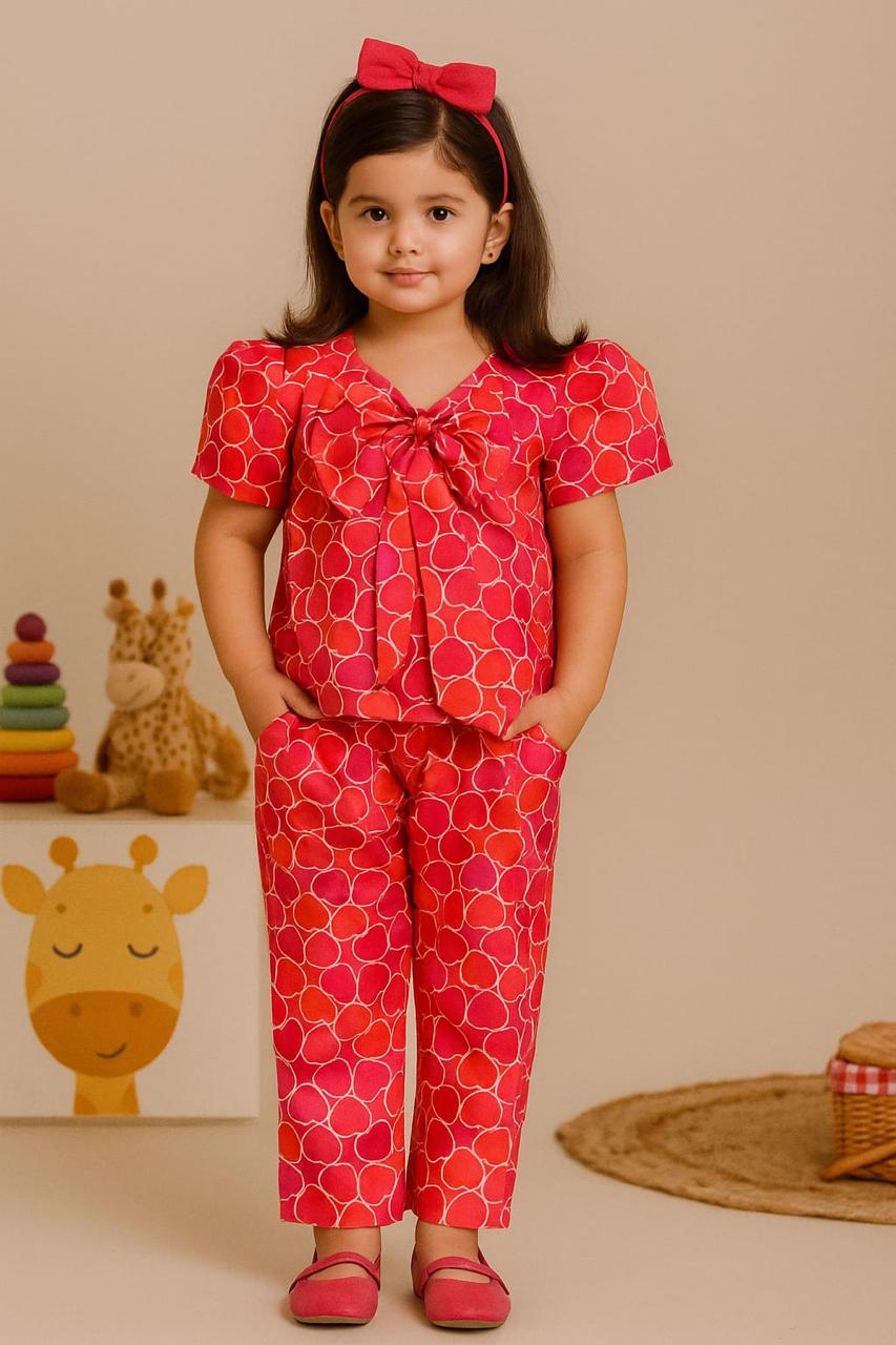 Red Heart Printed Kids’ Co-Ord Set | Stylish & Comfortable Outfit for Girls