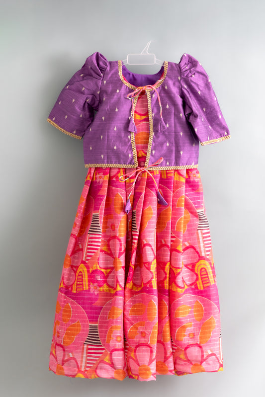 Kids Festive Wear Skirt & Top Set | Linen Crochet Skirt with Raw Silk Crop Top | Party & Celebration Outfit for Girls Age 1–12 Years @ ₹1099 (Copy)