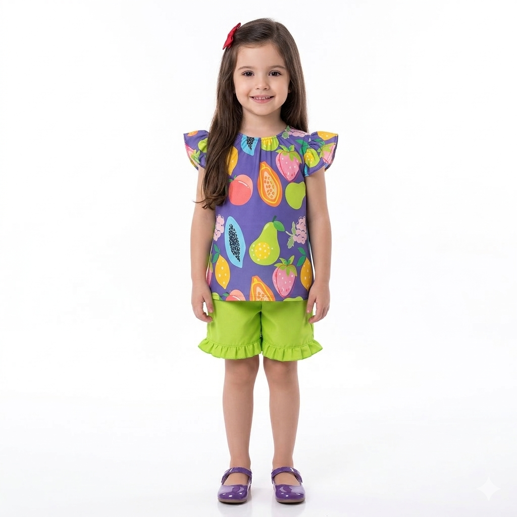 Girls Cotton Co-Ord Set with Cute Prints – Soft & Breathable Summer Outfit for Kids