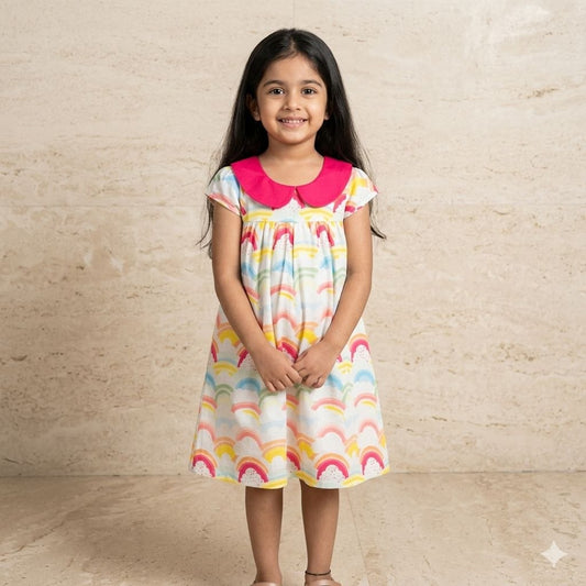 Baby Girls Cotton Frock Summer Dress | Comfortable Skin-Friendly Fabric | Printed Casual Outfit for Toddlers and Kids