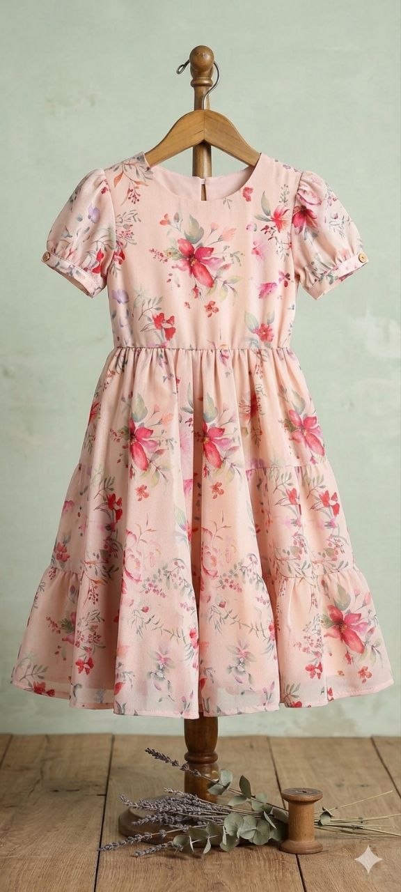 Floral Printed Georgette Frocks for Girls – Cute & Breathable Outfits