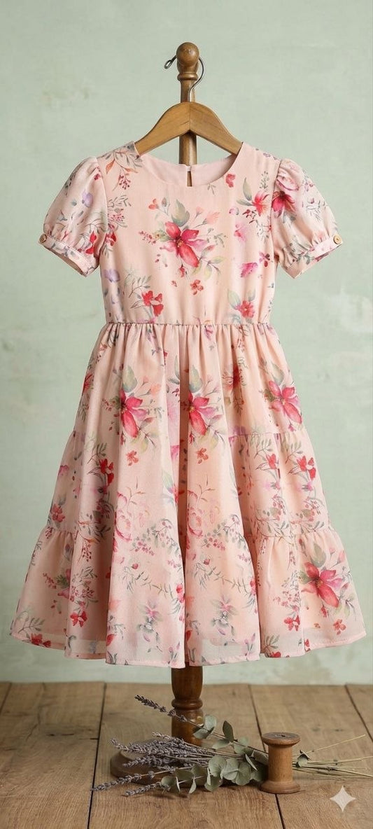 Floral Printed Georgette Frocks for Girls – Cute & Breathable Outfits