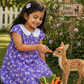 Baby Girls Lavender Deer Print Cotton Frock – Peter Pan Collar Summer Dress