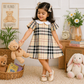 Checkered Plaid Peter Pan Collar Frock | Uvaly Clothing