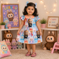 Labubu Cartoon Printed Frock | Uvaly Clothing Kids Dress