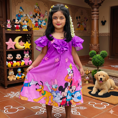 Mickey Mouse Cartoon Printed Frock | Uvaly Clothing Kids Dress