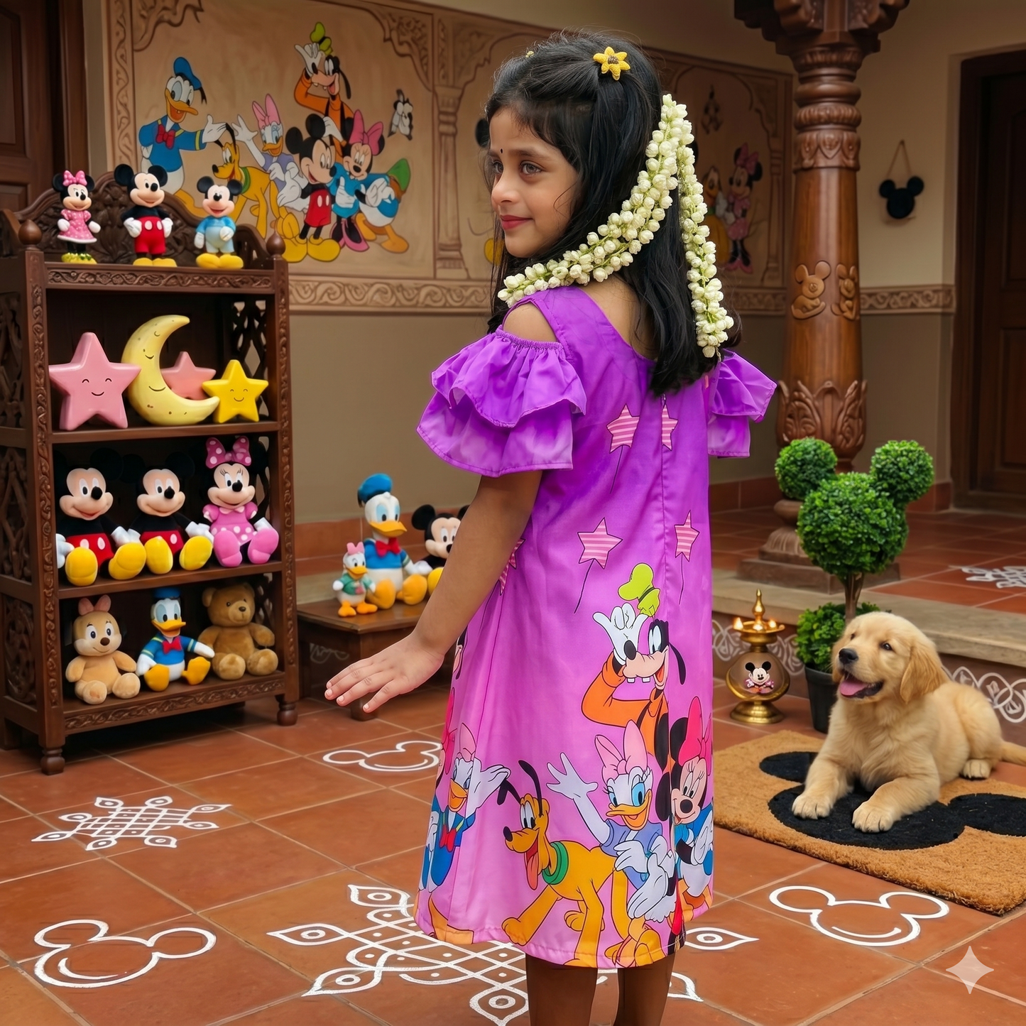 Mickey Mouse Cartoon Printed Frock | Uvaly Clothing Kids Dress