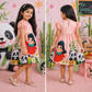 Panda Cartoon Printed Frock | Uvaly Clothing Kids Dress