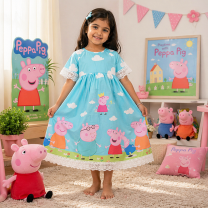 Peppa Pig Cartoon Printed Frock | Uvaly Clothing Kids
