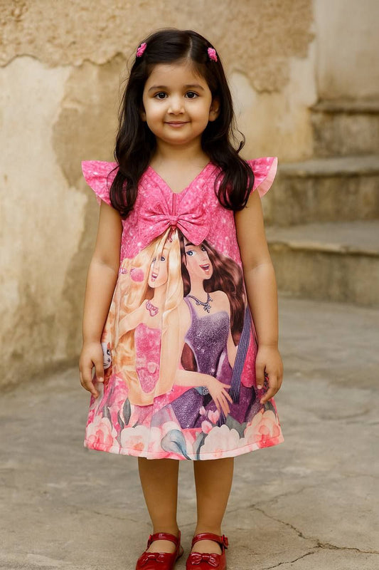 Girls Cartoon Princess Printed Party Frock