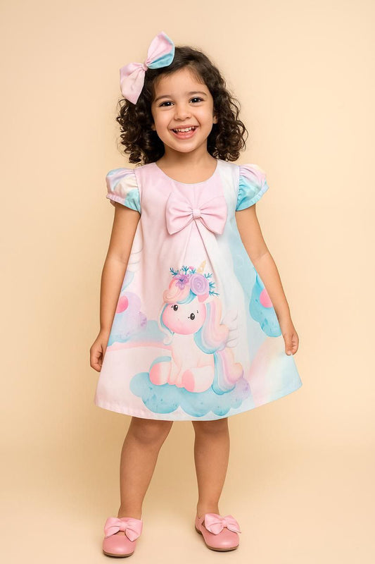 Unicorn Theme A-Line Party Frock