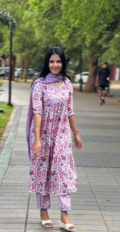 Women's Salwar Suit Set – Top + Bottom + Shawl | Premium Cotton Blend | Sizes S to XXL | ₹888 Only