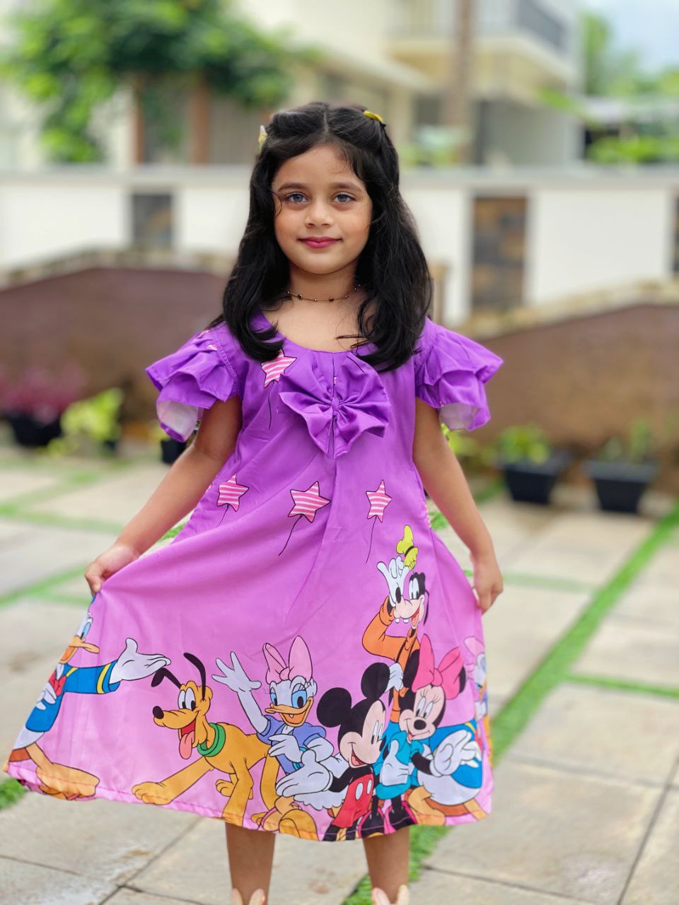 Mickey Mouse Cartoon Printed Frock | Uvaly Clothing Kids Dress