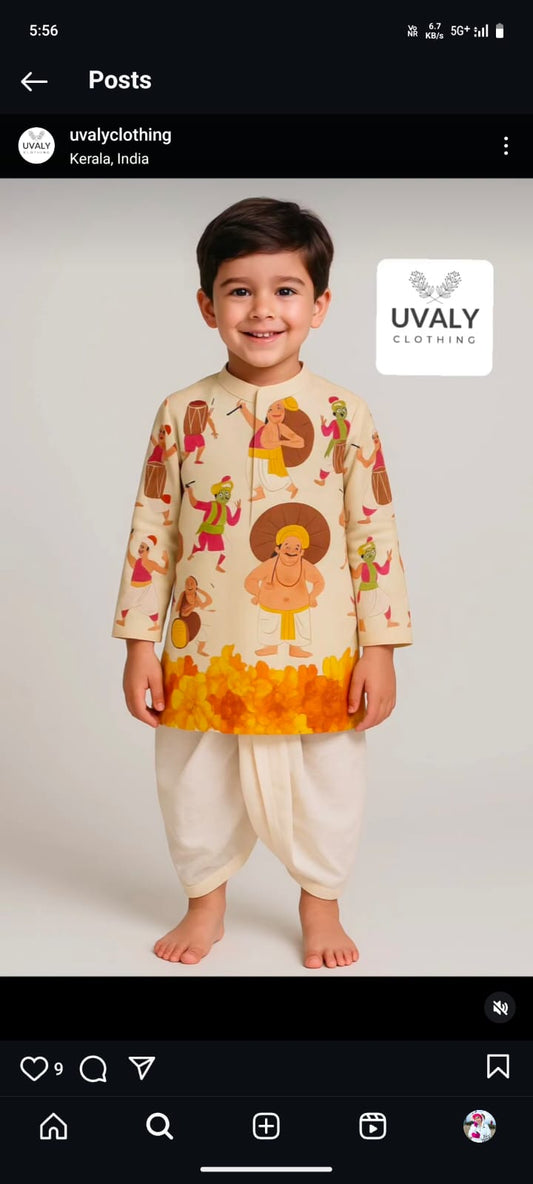 Mahabali Printed Kurtha Set For Boys